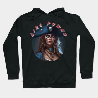 Girl power cool blue pirate girl Hoodie